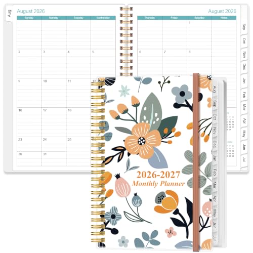 2026-2027 Monthly Planner - August 2026 - December 2027, Two Pages Per Month, 17 Monthly Calendar/Planner with Tabs, Inner Pocket, 6.4" x 8.5", Flower-B - color: Flower-B, size: 6.4" x 8.5"