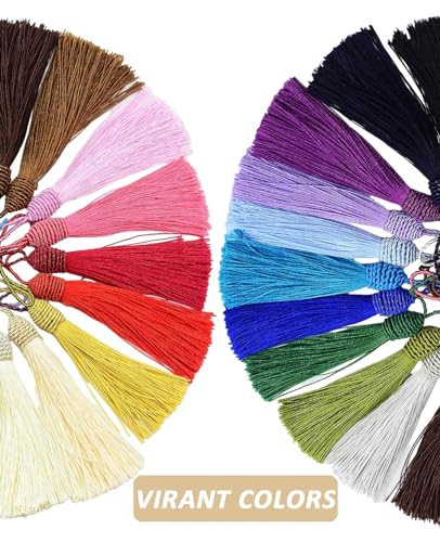 50 Pieces Tassel Bookmark with Loop,Tassels for Crafts,Decorative Tassel for Keychain Jewelry Making Curtain Blanket Graduation Decoration Wedding Favors (Dark Gold) - color: Dark Gold