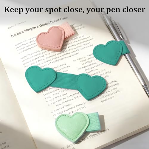 2Pcs Magnetic Leather Bookmarks with Pen Holder Gift Box, Heart-Shaped Magnetic Book Marks for Book Lover Readers Cute Leather Bookmark for Women Girls (Teal) - color: Teal