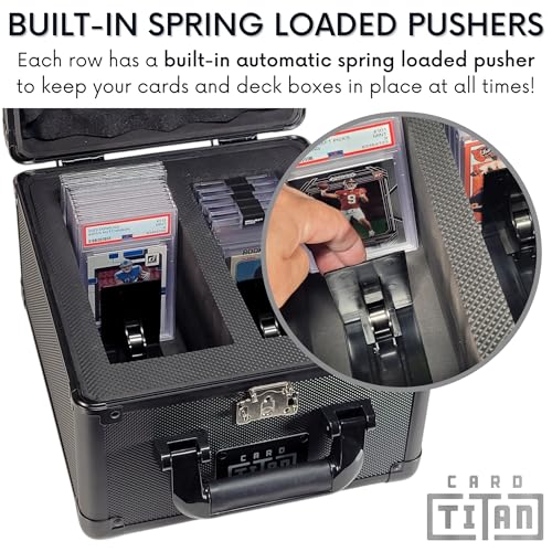 Card Titan Vault Trading Card Storage Box - Lockable Sports Cards Hard Case with Spring-Loaded Pushers for Top Loaders & Graded Cards - 2 Row - color: Black 2 Row, size: 2 Row