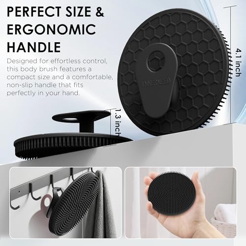 Hygienic Body Cleansing Scrubber with Exfoliating Net Sponge Case, Black - color: (Set4) Blackset