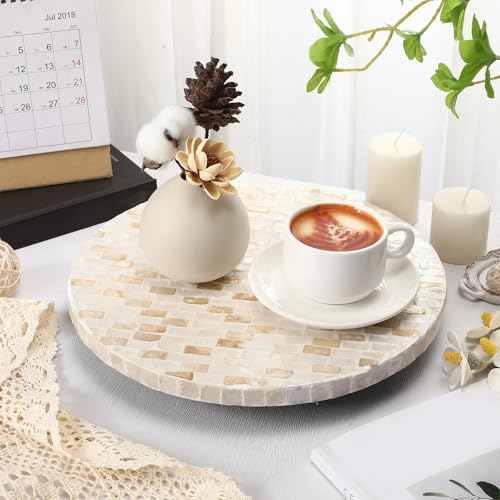 Reallnaive Mother of Pearl Lazy Susan, Round, Marble - color: Marble, style: Round
