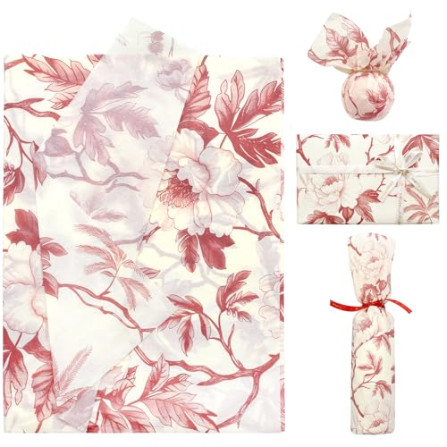 Benvo Floral Tissue Paper 20x29 Inch - 20 Sheets Decoupage Craft Paper for Gift Wrapping, Flower DIY Art Projects, Spring Wedding, Birthday & Baby Shower Decorations(Style N) - color: Pink Peony New