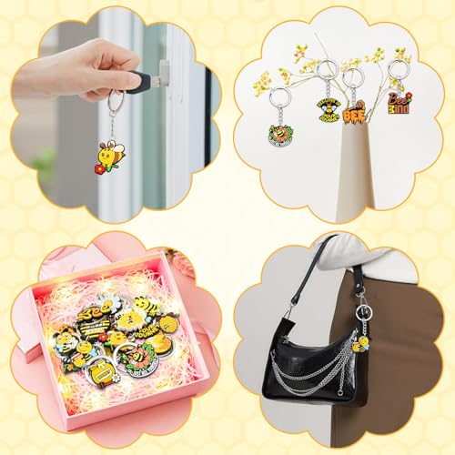 Cute Keychains Bulk, Keychain Charms Key Chain Trinkets Backpack Charms Accessories Keyring for Classroom Prizes - color: Honey Bees