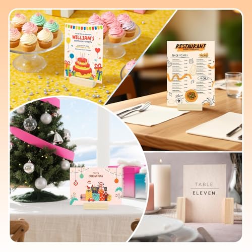 15Pcs 3.9x1.4 Inches Wood Table Number Stands, Wooden Place Card Holders, Acrylic Sign Holders for Wedding, Ceremony, Birthday, Party, Home Decoration, Events (3mm Slots) ﻿ - size: 15 Pcs- L 3.94"- Slots 3mm