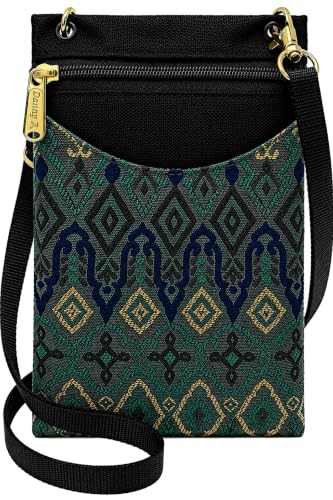 Danny K. Women's Tapestry Crossbody Cell Phone or Passport Purse, Handmade in USA - color: Monrovia