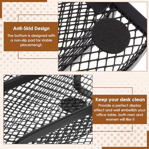 Chris.W Desktop Stacking Business Card File Holder/Stand from, 3-Tier, Metal Mesh Collection (Black)