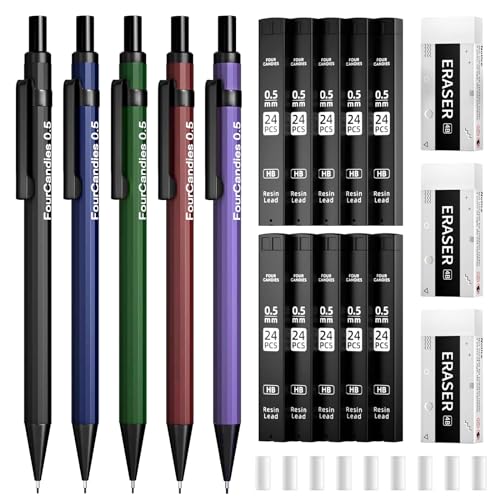 Four Candies Metal Mechanical Pencils 0.5, 19-Count Pack with Case - style: 0.5mm