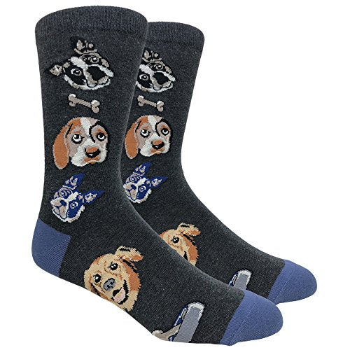 Urban Peacock Men's Novelty Fun Dress Socks Multiple Patterns/Multi-pair Options! - color: Dogs - Dark Grey