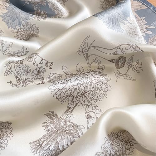 100% Mulberry Silk Neck Scarf for Women Square Neckerchief – 21 inch - color: Pale Blue