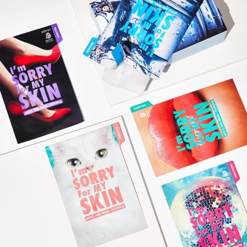 I'M SORRY FOR MY SKIN Jelly Mask Full Set for Skin Stress Relief, Korean Skin Care Travel Essentials Kit, K-Beauty Hydrating Face Mask Sheets, Gifts for Women (Pack of 10) - color: Pack of 10