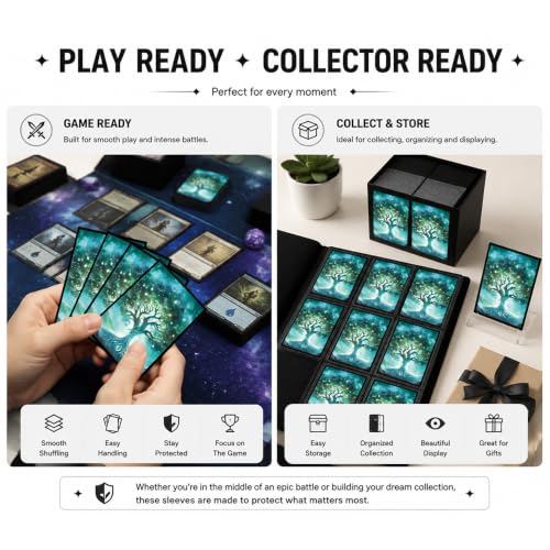 100 PCS TCG/MTG Card Sleeves, Matte Back Anti-Slip & Easy Shuffling Applicable to OCG CCG DTCG PTCG, 2.6 x 3.6 in Standard Size Cards (Tree) - color: Tree