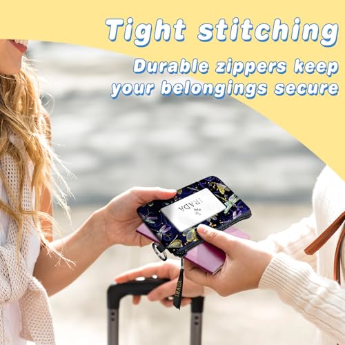 IRADA ID Case Wallet Keychain with Clear ID Window Zipper Cute Coin Purse for Women Water Resistant Small Coin Pouch-Dragonfly Keychain Wallet - color: Dragonfly-Keychain Wallet