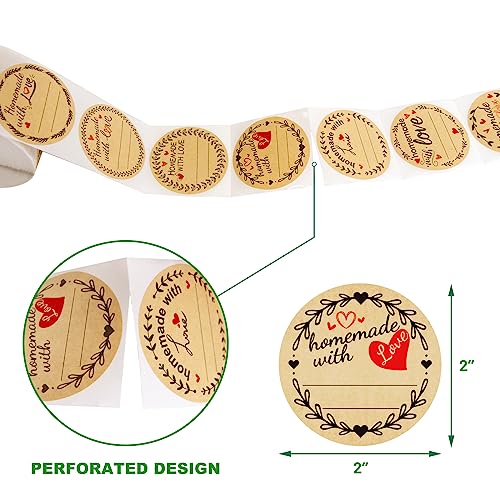 Fancy Land 500 Homemade with Love Stickers Canning Labels for Baked Goods