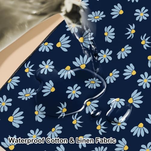 Boho Makeup Bag, Dark Blue Daisy Makeup Organizer Cosmetic Bags for Women - color: CuteDaisy02