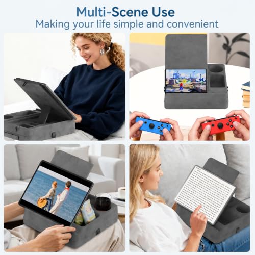 Tablet Pillow Stand with Storage for Bed, Lap, iPad and Kindle