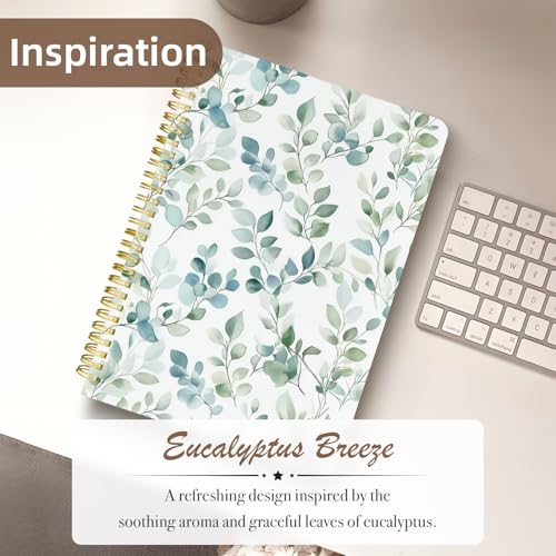 Cute Spiral Notebook Lined Journal B5 Note Book with Pocket, Spring - color: Spring Leaves