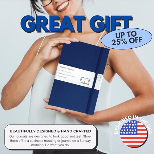 Portage Blank Hardcover Aesthetic Notebook Writing Journal – Bleed-Proof Paper Notepad for Journaling, High GSM, A5 Notebook, Cream Pages - Navy Blue, 6 x 8.5 Inches, 224 Pages - color: Navy Blue, size: Blank Pages