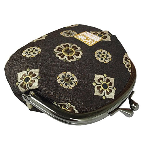 Nishijin brocade round clasp purse/coin purse with lining, size L. (Shosohanabishimon) - color: Shosohanabishimon