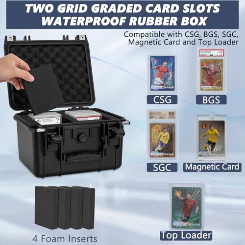 Graded Card Case - IP67 Waterproof Storage Box for Sports Trading Cards - size: M (holds 40+ Graded Cards--waterproof)