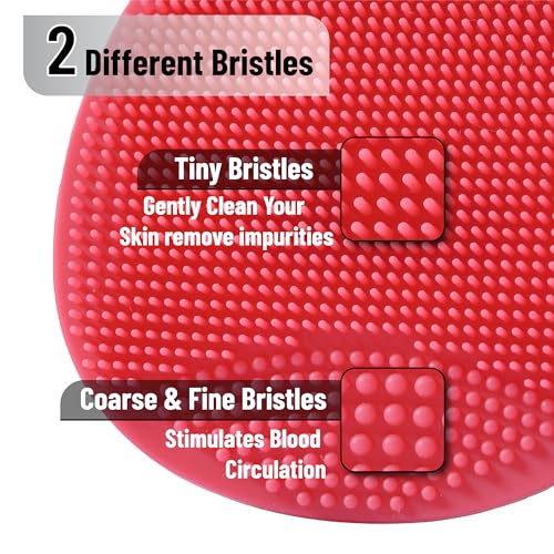 Slick- Silicone Facial Cleansing Brush, 4 Pack, Silicone Face Scrubber Exfoliator, Face Exfoliator Scrubber, Facial Scrubber for Face Cleanser Brush, Exfoliating Face Scrubber, Face Brush - color: Red\blue\white\yellow