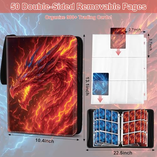 Dragon 9 Pocket Trading Card Holder Binder - color: Thunder & Flame Dragon