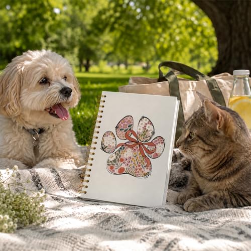 VONTP Boho Floral Dog Spiral Notebook, Dog Mom Lovers Owner Gifts - color: 006-Dog