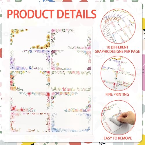 240 Pieces Flower Name Tag Stickers, Self Adhesive Blank Name Labels - color: 240 Flower