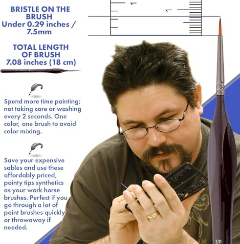 Small Paint Brush Miniature Brushes. Fine Tip Series 4pc 000 Paintbrushes Set for Art Watercolor Acrylics Oil - Model Craft Airplane Kits Nail Paint by Numbers Micro Detail Hobby Painting - style: 4pc Fine Tip (Size 000)