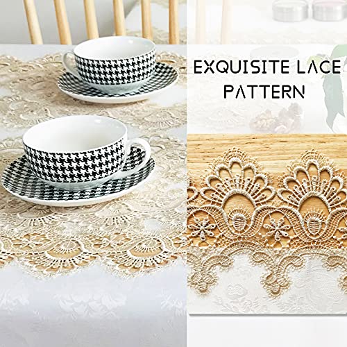 Lace Placemats Set of 2 Washable Beige 12x18inch - color: Carnation-beige, size: 2pcs