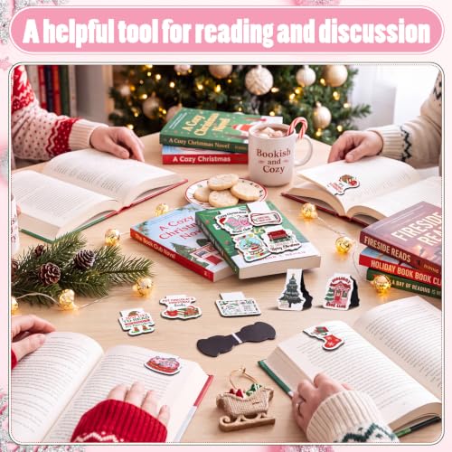 Resurhang 100pcs Christmas Magnetic Bookmarks for Kids Funny Funny Magnet Bookmark in 20 Designs 1.38 Inches Christmas Gifts for Read Club and Books Lover Gift Supplies - style: Christmas