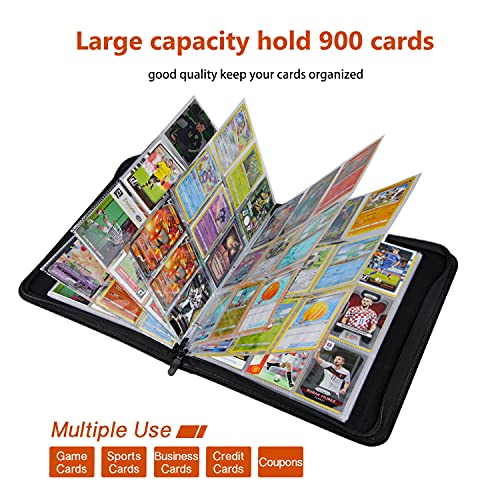 9-Pocket TONESPAC Portable Trading Cards Binder, Holds 900 Cards, Orange - color: Orange