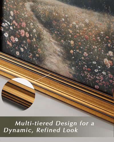 HUARCEY Gold Framed Canvas Wall Art, Antique Landscape Sketch, 8x10 Inch - color: Landscape Sketch, size: 10"L x 8"W