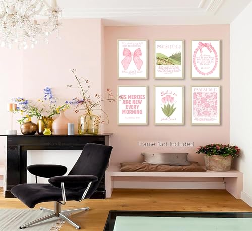QLDENIX 6PCS 12X16in Pink Christian Canvas Wall Art Bible Verses Posters - color: Pink Bible-poster, size: 16"Lx12"W