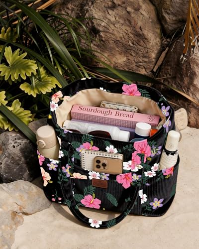 Miss Adola Large Aesthetic Corduroy Tote Bag for Women - color: Hibiscus, size: Medium