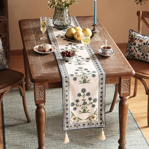 Patdrea Designer Elegant French Linen Table Runner,12"X102"-Ivar B - color: Ivar B Linen, size: 12"*102"