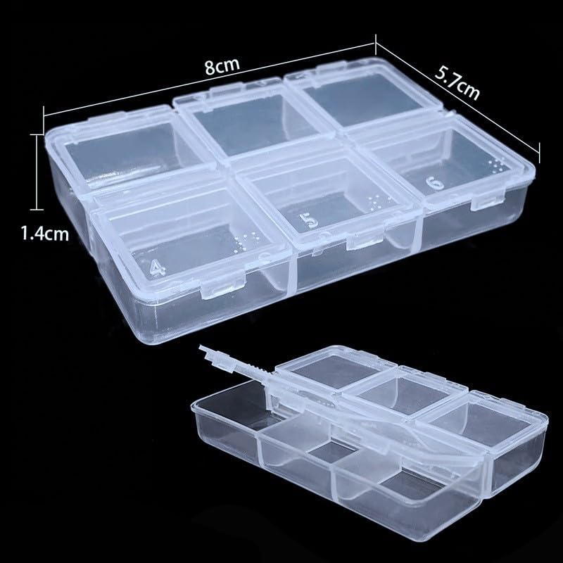 1pcs Adjustable 1-24 Grids Compartment Jewelry Box Transparent Plastic Storage Boxes Container Earring Organizer Case (Style6) - color: Style6