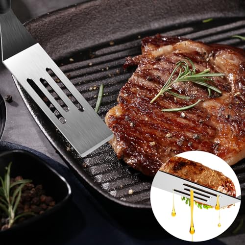 5Pcs Stainless Steel Mini Metal Spatula for Cooking Baking Serving - color: 5 PCS SLOTTED