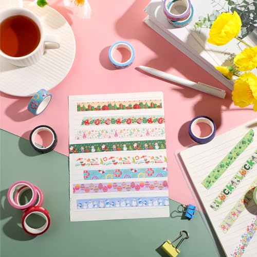 TaoBary 33 Rolls Washi Tape Set, 15mm Holiday Seasonal,Festive Style - style: Festive Style