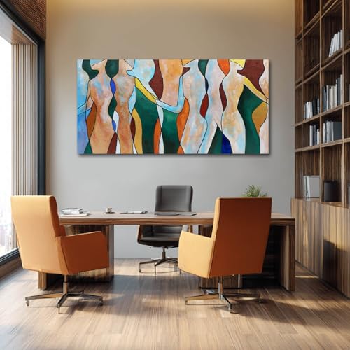Ocevarin Neutral Abstract Canvas Wall Decor Figures Posters Line Art Large Wall Art for Living Room Colorful Contemporary Artwork for Home Office 29x58 Inch - color: Colorful Abstract, size: 58"L x 29"W
