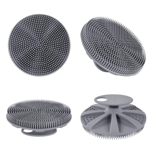 INNERNEED Food-Grade Soft Silicone Body Scrubber Shower Brush, Black+Gray - color: (Set) Black+gray