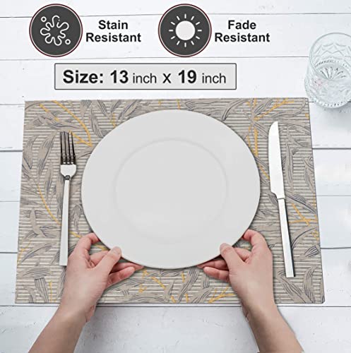Ruvanti Placemats Set of 6, 100% Cotton Place Mats of 13"x19" – Leafy - color: Leafy