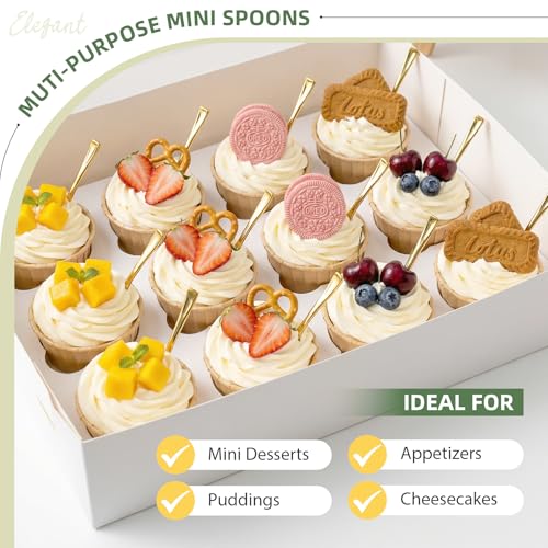 120PCS Gold Plastic Mini Spoons Disposable 4 inch Tasting Spoon - color: Gold