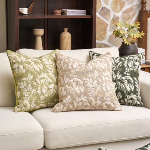 Alerfa Beige Neutral Floral Pillow Cover 20 x 20 Inch, Vintage Square Couch Fall Throw Pillow Cover Soft Decorative Farmhouse Accent Pillowcase for Living Room Bedroom - color: Beige, size: 20" x 20" (Pack of 1)