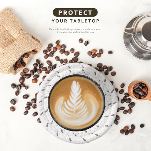 Lazebox Coasters Set of 8 for Drinks, 4 Inch Large Coasters for Coffee Table, Tabletop Protection for Hot & Cold Drinks, Versatile Coasters for Home Decor, Non-Slip & Easy to Clean, Gray - color: Gray