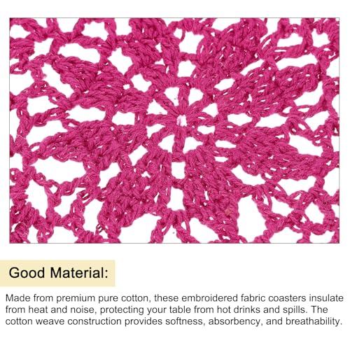 uxcell Fabric Coasters, 8pcs 4" - Cotton Woven Crochet Doilies, Lace Embroidery Cup Mat with Floral Pattern for Wedding Party Decoration (Rose Red) - color: Rose Red