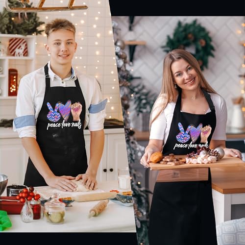 Nail Tech Aprons for Women with Pockets, Gifts for Nail Techs Technicians Artists Manicurists, Peace Love Nails - color: 15 Nail Tech Apron