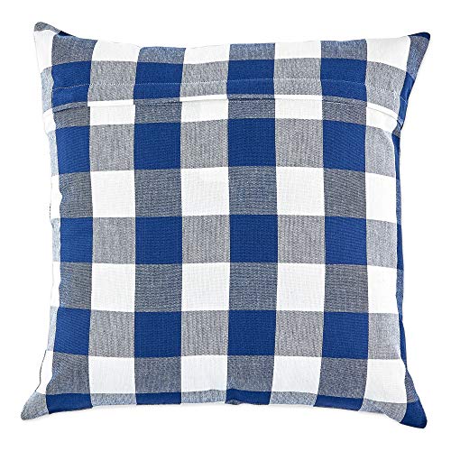 DII 100% Cotton Buffalo Check Pillow Cover Set, Navy & Cream, 20x20, 2 Piece - color: Navy & Cream