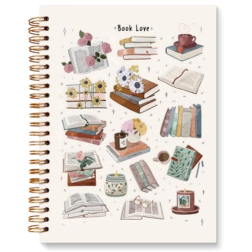 JXREQ Retro Floral Books Notebook, Reading Journal for Book Lovers, Book Club Journal for Women, Gifts for Readers Books Lovers Women, Bookish Gifts Spiral Notebook 5.5x8.3 - color: Book 7