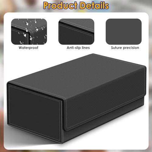 1200+ Card Deck Case, Leather Magnetic Storage Case for Trading Cards - color: 1200+ Black